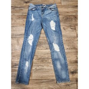 Refuge Distressed Skinny Jeans Womens 10 Medium Wash Ripped Denim Pants